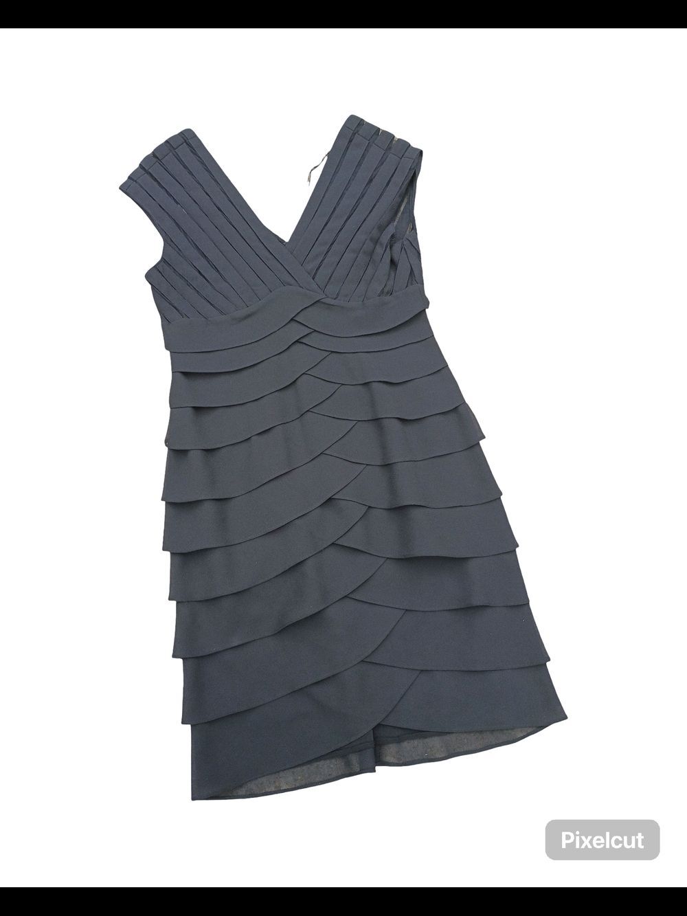 Vintage Scarlett Nite Pleated V-Neck Tiered Midi Dress Size 6 - Picture 9 of 14
